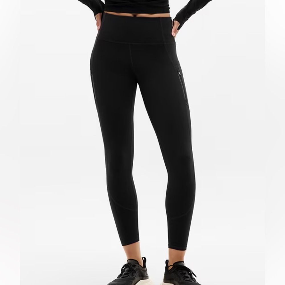 Athleta Rainier High Rise Legging Black Cold Weather Brushed Interior